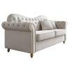 82.68'' Mid Century Modern Velvet Couch Chesterfield Sofa for Living Room,Hotel,Guest Room,Waiting Room, Beige Color