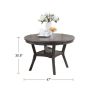 Dining Room Furniture Gray Oak Rubber wood MDF Round Table 1pc Table w Shelve