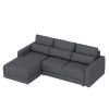 U_STYLE L-shaped Modular Sectional Sofa with Removable Back Cushions and 3 Pillows, Suitable for Living rooms, Offices, and Apartments