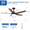 48 in. Integrated LED Indoor Brown Ceiling Fan with Light Kit and Remote Control