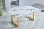 Luxurious Faux Marble MDF Dinning Table for 6 or 8, Rectangular 63"L*35.4"W*29.8"H, Thick and Solid Stainless Steel Legs Modern, sturdy and du rable