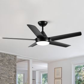 48 in. LED Indoor Matte Black Ceiling Fan with Integrated Light Kit and Remote Control