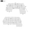 117.3" Oversized Sectional Sofa U- shaped Sofa Couch Pull-out Sofa Bed with Two Throw Pillows for Living Room, Gray