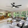 48 in. LED Indoor Matte Black Ceiling Fan with Integrated Light Kit and Remote Control