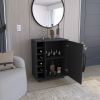 Wick Bar Cart with Integrated Wine Storage, Spacious Cabinet and Smooth Rollers