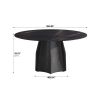 59.05" Round Marble Dining Table With Black Textured Solid Wood Base, Artificial Marble for 6-8 People, Dining Room/Living Room Kitchen Dining Table