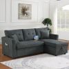 Sectional Sofa Bed L-Shaped Sofa Couch Bed with USB Port, Reversible Sofa Couch Sleeper with Pull Out Bed, Chaise with Storage