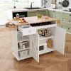 44 Inch Kitchen Island Cart with Solid Wood Top, Wine Storage, Spice Rack, Towel Rack, Wine Glass Holder, Rolling Kitchen Island Table on Wheels