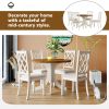 Mid-Century Solid Wood 5-Piece Round Dining Table Set, Kitchen Table Set with Upholstered Chairs for Small Places