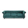 84-Inch Teal 3-Seater Velvet Sofa – Button Tufted with Nailhead Trim, Curved Backrest, and Rolled Arms