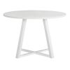 Edo Contemporary Round Dining Table, Trestle Base, White Finish