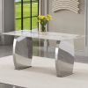 Modern rectangular dining table, imitation marbled rock plate table top, stainless steel table legs, suitable for kitchen, dining room