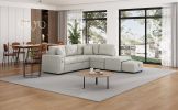 86.6" Sectional Sofa L-shaped Sofa Couch Pull-out Sofa Bed with a Movable Ottoman, Two USB Ports and Two Cup Holders for Living Room, Gray