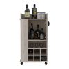 Fargo Bar Cart with Cabinet, 6 Built-in Wine Rack and Casters