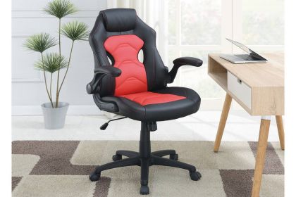 Office Chair Upholstered 1pc Comfort Chair Relax Gaming Office Chair Work Black And Red Color