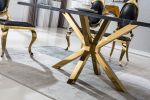 Modern Rectangular Marble Table for Dining Room/Kitchen, 1.02" Thick Marble Top, Gold Finish Stainless Steel Base