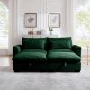 Corduroy Two-Seater Sofa with 2 Storage Footrest,2 Seater Sectional deep seat sofa,Comfy Couches for Living Room,Green Sofa