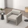 Beige stripe single sofa chair, upholstered comfortable chair with armrests