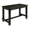 Antique Black Bold Distressed 1pc Counter Height Dining Table Dining Room Furniture Center Beam for Support / Footret