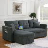 Sectional Sofa Bed L-Shaped Sofa Couch Bed with USB Port, Reversible Sofa Couch Sleeper with Pull Out Bed, Chaise with Storage