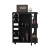 Lothian Bar Cart with Casters, 2-Side Storage Shelves and 6-Wine Bottle Rack