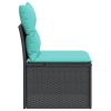 Patio Chair Armless with Cushions Black Poly Rattan