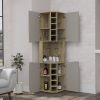 Obregon Corner Bar Cabinet, Ten Built-in Wine Rack, Single Door Macadamia / Taupe