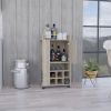 Fargo Bar Cart with Cabinet, 6 Built-in Wine Rack and Casters