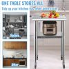 VEVOR Stainless Steel Prep Table, 24 x 24 x 36 Inch, 600lbs Load Capacity Heavy Duty Metal Worktable with Adjustable Undershelf & Universal Wheels