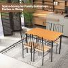 5 Pieces Dining Set Wooden Table and 4 Cushioned Chairs