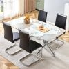 Large Modern Minimalist Rectangular tempering glass Dining Table for 6-8 with 0.39" tempering glass Tabletop and Metal Legs