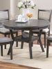 Dining Room Furniture Gray Oak Rubber wood MDF Round Table 1pc Table w Shelve