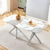 Large Modern Minimalist Rectangular tempering glass Dining Table for 6-8 with 0.39" tempering glass Tabletop and Metal Legs