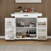 Kitchen island rolling trolley cart with 1 drawer & 2 doors with storage racks & Adjustable Shelves & towel rack & seasoning rack rubber wood table to