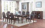 Formal 1pc Dining Table w 2x Leaves Only Brown Finish Antique Design Rubberwood Large Family Dining Room Furniture