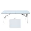 6ft Folding Table, Portable Plastic Table for Camping, Picnics, Parties, High Load Bearing Foldable Table White