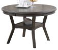 Dining Room Furniture Gray Oak Rubber wood MDF Round Table 1pc Table w Shelve