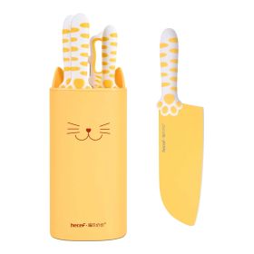 Hecef Cute Kitchen Knife Block Set, 5-piece Non-Stcik Ultra Sharp Knives Set with Detachable Block and Scissors