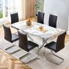 Large Modern Minimalist Rectangular tempering glass Dining Table for 6-8 with 0.39" tempering glass Tabletop and Metal Legs