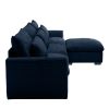 Corduroy Sectional Sofa, L Shaped Couch with Storage Footstool and 3 Pillow, Sectional Couch for Living Room Apartment, Bule