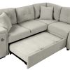 86.6" Sectional Sofa L-shaped Sofa Couch Pull-out Sofa Bed with a Movable Ottoman, Two USB Ports and Two Cup Holders for Living Room, Gray