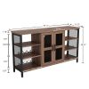 Wine Bar Cabinet for Liquor and Glasses, Rustic Wood Wine Bar Cabinet with Storage , Multifunctional Floor Wine Cabinet for Living Room(55 Inch