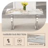 Modern rectangular dining table, imitation marbled rock plate table top, stainless steel table legs, suitable for kitchen, dining room