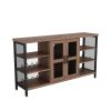 Wine Bar Cabinet for Liquor and Glasses, Rustic Wood Wine Bar Cabinet with Storage , Multifunctional Floor Wine Cabinet for Living Room(55 Inch