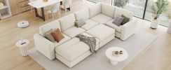 121.3" Sectional Couch Sofa Bed Modular Sofa with Two Movable Ottomans for Living Room (Old SKU:N719S001640A), Beige