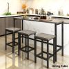 Counter Height Extra Long Dining Table Set with 3 Stools Pub Kitchen Set Side Table with Footrest