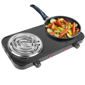 2000W Electric Double Burner Portable Coil Heating Hot Plate Stove Countertop RV Hotplate with Non Slip Rubber Feet 5 Temperature Adjustments (Type: 2Burner, Color: Black)