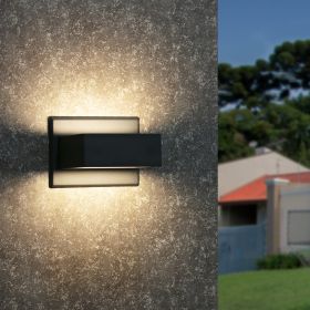 Inowel Wall Sconce LED Integrated Porch Light Modern Waterproof IP54 Wall Lamps Outdoor Up/Down Skeleton Light 17505 (Color: Black)