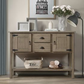 48'' Solid Wood Sideboard Console Table with 2 Drawers and Cabinets and Bottom Shelf (Color: as Pic)