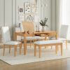 Farmhouse 6-Piece Dining Table Set with Storage Table, Kitchen Table Set with Drawer, Storable Bench and Upholstered Dining Chairs